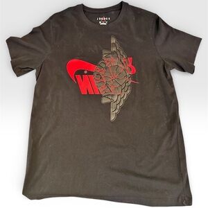 Jordan Black Tee with Red Winged Logo Nike Air upside down!🙃